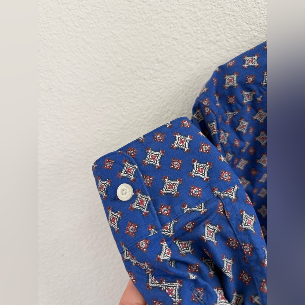 ARIAT Blue Patterned Classic Fit Button Down Long… - image 4